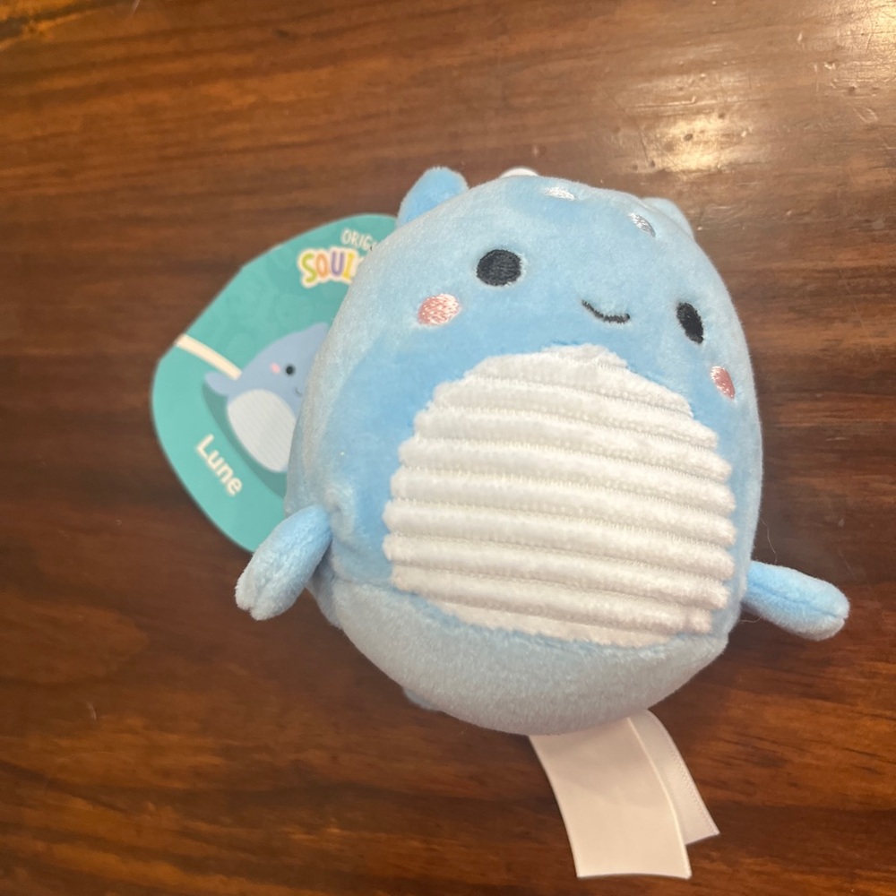 Squishmallows Lune keychain Blue and White Stuffed Animal